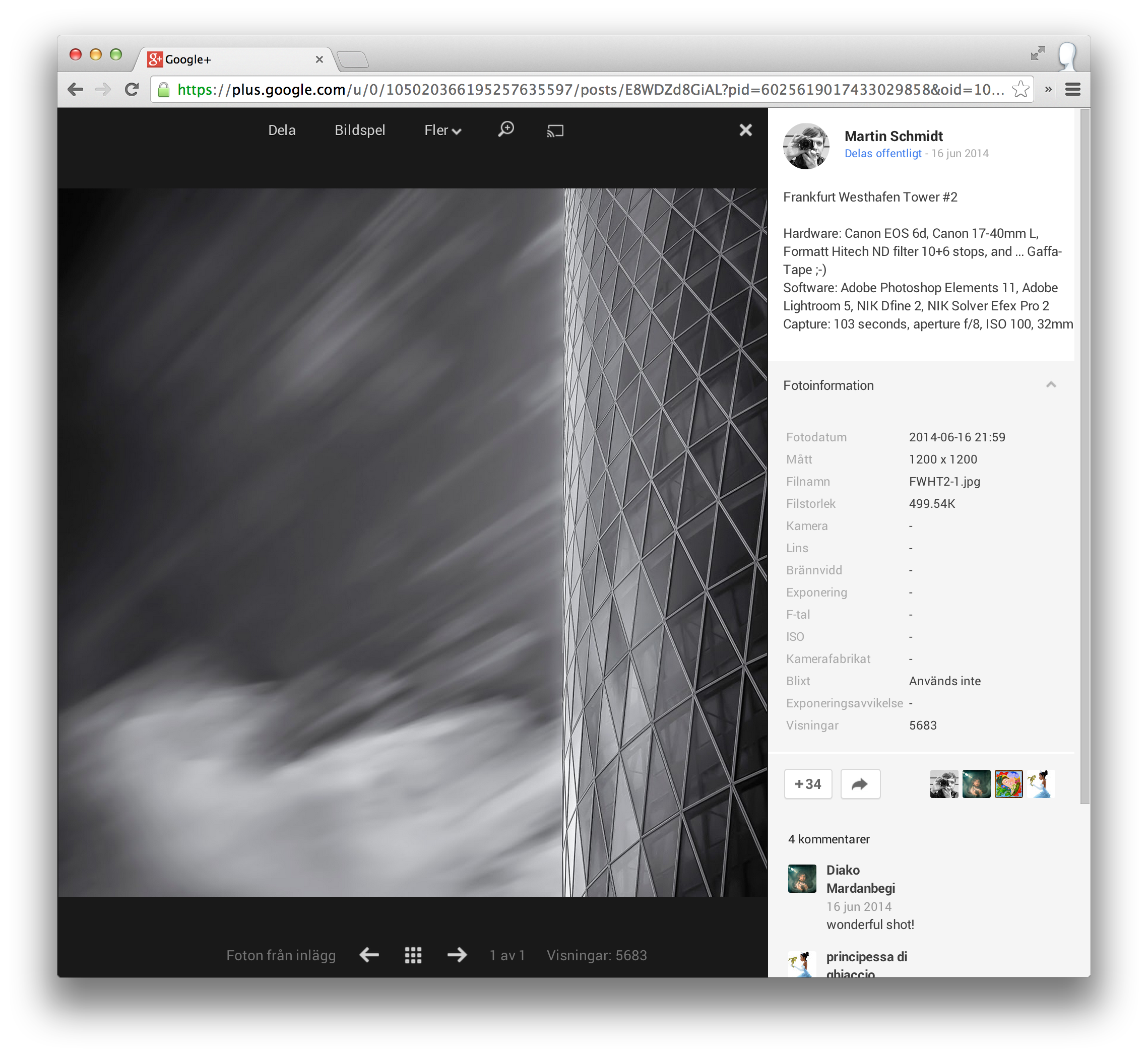 Google+ photo views works on all public posts